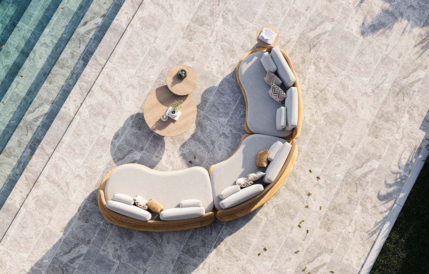 Orosei organic lounge with linen cushions.