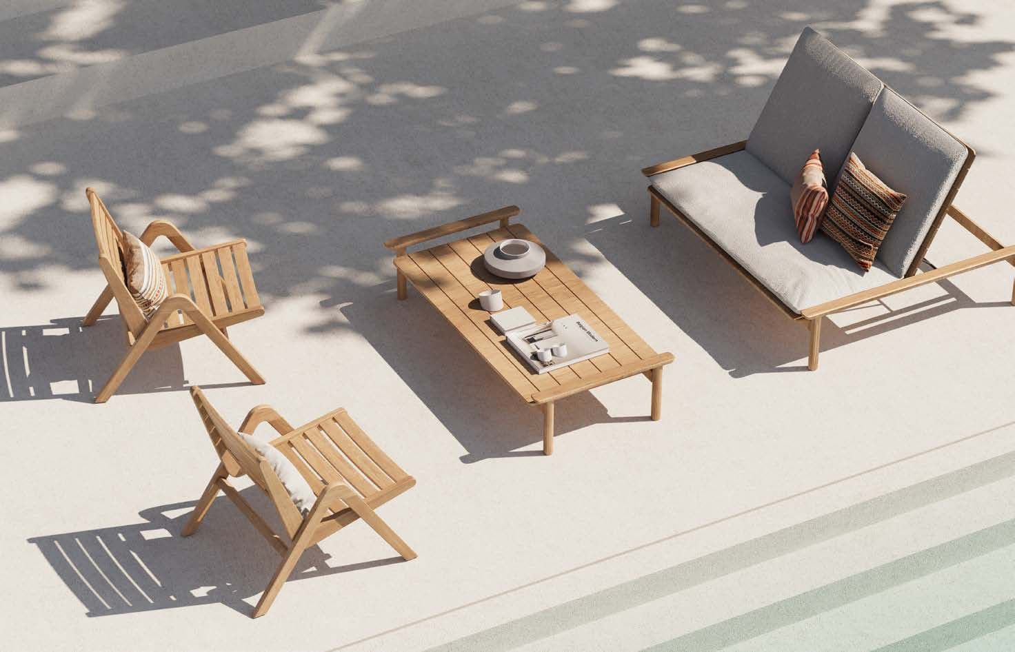 Maddalena 2-person day bed with linen cushion and Positano low seaters.
