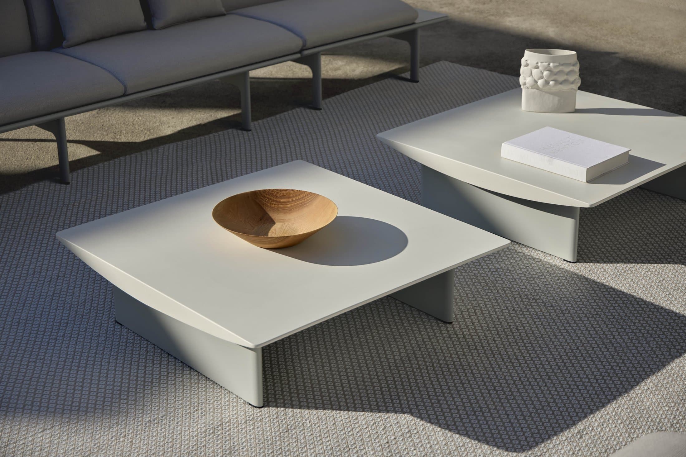 Dunne coffee tables in agate grey.