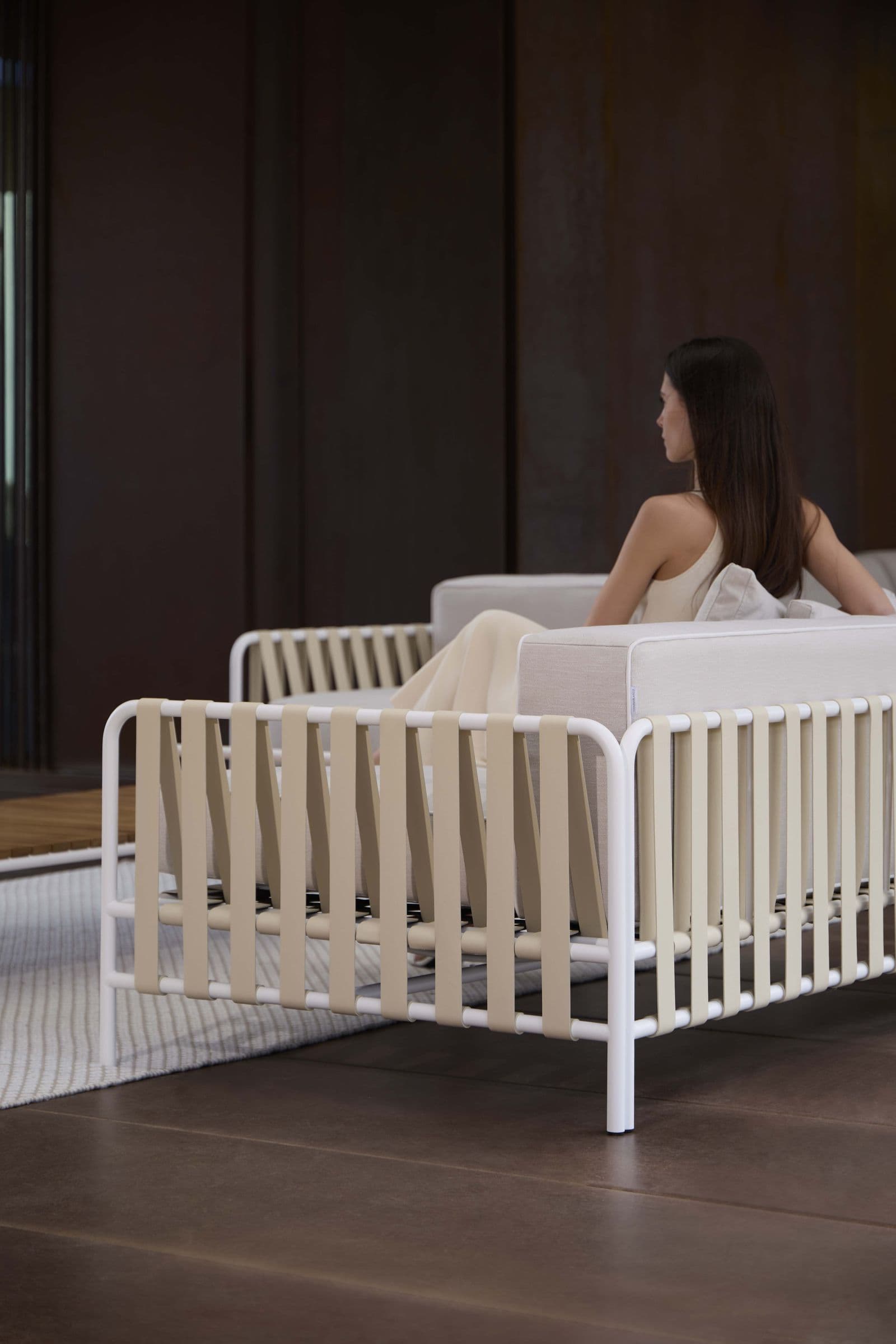 Onsen 2-seat sofa, white frame and webbings.