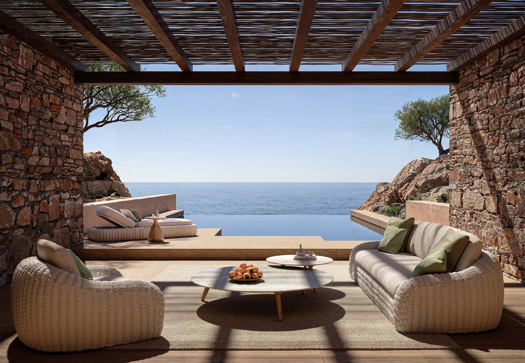 Kobo lounge under a shaded terrace.