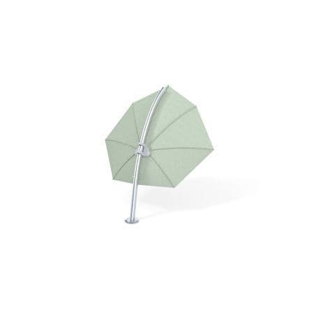 Umbrosa Icarus parasol in mint over a terrace.