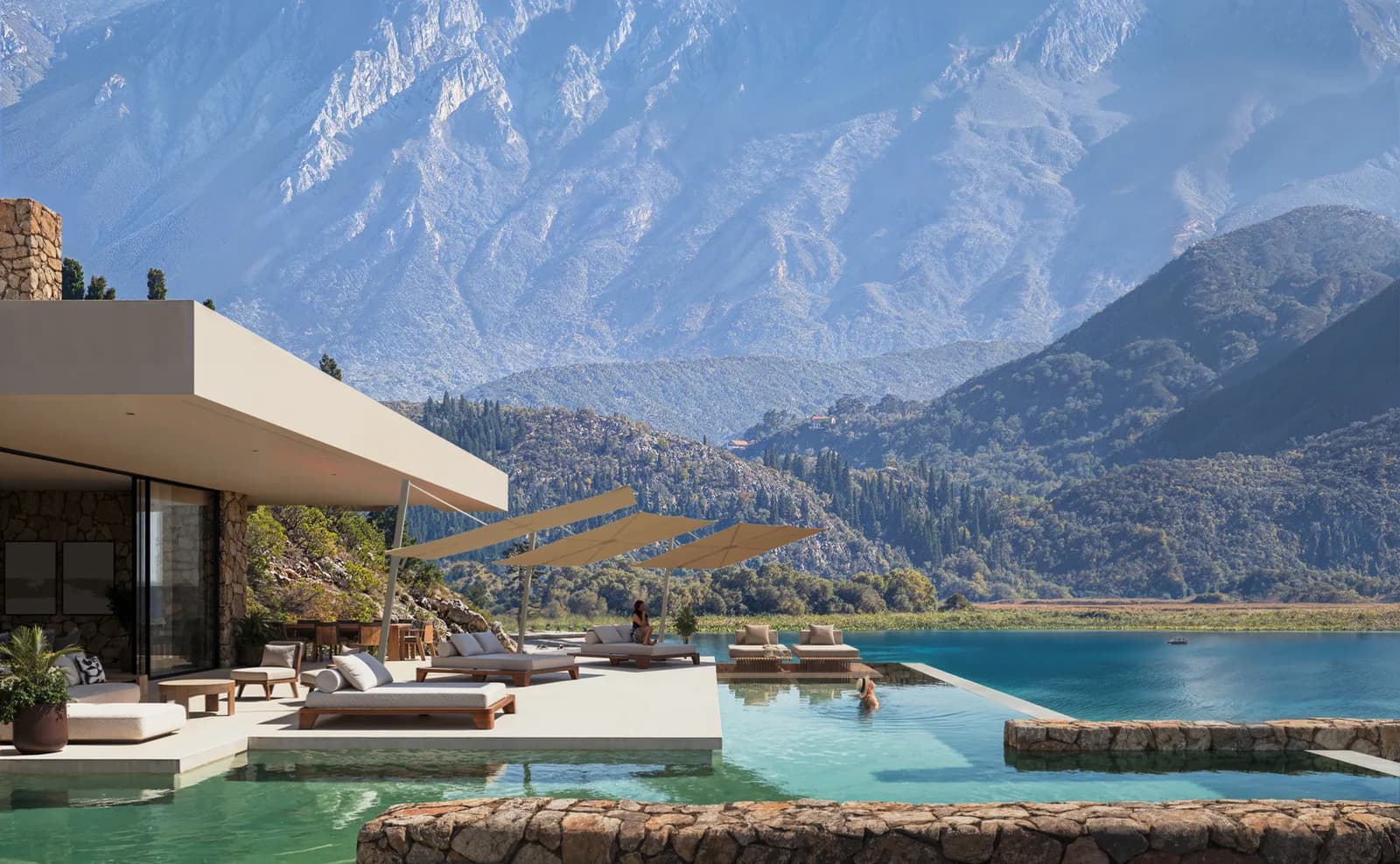 Umbrosa Versa PX cantilever parasol with flat base, hospitality project